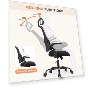 Home Office Managerial Executive Chair, High-Back Mesh with Adjustable Headrest, Flip-up Armrest Comfortable Lumbar... — Desk Chairs, Sweetcrispy