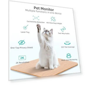 Indoor Pet Camera with Auto-Tracking, Cat Laser, Motion Detection, Night Vision, and 2-Way Audio — Cameras & Monitors, ASFSKY