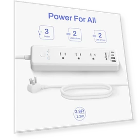 Remote Control Power Strip with 3 Independent Outlets, 4 USBs, Extension Cord, Overload Protection, Wall Mount — Power Solutions & Surge Protection, BN-LINK