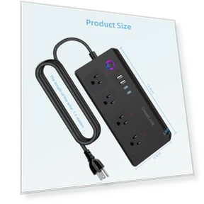 Smart Power Strip with 5ft Extension Cord — Power Solutions & Surge Protection, UseeLink