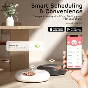 Donut Frost WiFi 6 Meal Automatic Pet Food Dispenser with App Control — Automatic Pet Feeder, iPettie