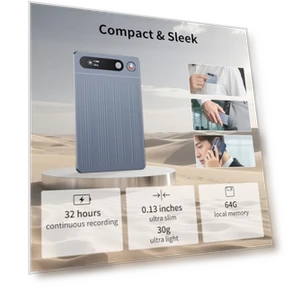 Portable Note Voice Recorder with Case — Voice Recognition & Productivity Software, Rpbznr