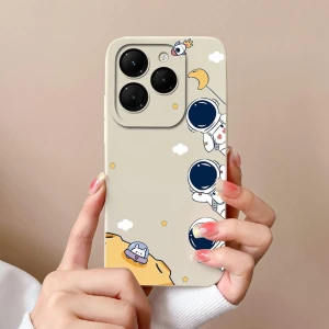 Astronaut Cartoon Pattern Shockproof Liquid Silicone Matte Phone Case, New Style Case