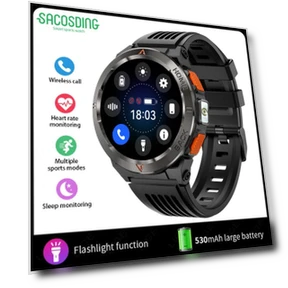 1.43-inch AMOLED Smartwatch with GPS and LED Flashlight — Smartwatches, SACOSDING