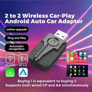 2-in-1 Wireless Adapter for CarPlay and Android Auto — Car Infotainment System, Auto Launcher