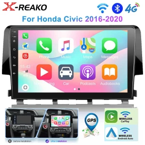 Android Car Radio Stereo Multimedia Video Player with 4G, 8-Core Processor, GPS, and Wireless CarPlay — Car Infotainment System, Reakosound
