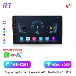 QLED 4-Core 2 Din Car Radio with Android Auto, CarPlay, Android 13, GPS, 9-Inch Screen, Wi-Fi, Bluetooth, IPS Display — Car Infotainment System, AutoSphere