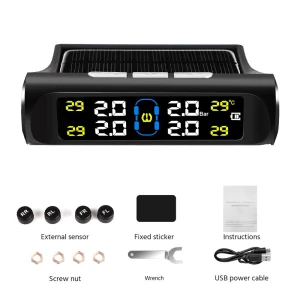Solar-Powered Car Tire Pressure Monitoring System with Color Display — TPMS, Timeless Home