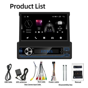 Universal Car Radio Receiver with Android, 7-inch Electric Sliding Screen, Wireless Multimedia Player, CarPlay,... — Car Infotainment System, Auto Accessories Home