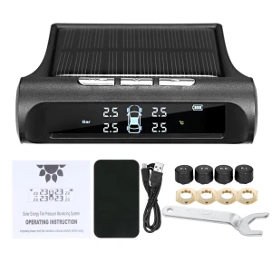 Universal Wireless Tire Pressure Monitoring System with 4 External Sensors — TPMS, Cars Auto Home