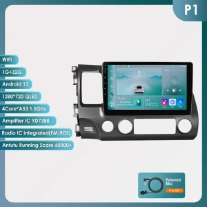 2-DIN Android 13 Car Radio for Honda Civic 2006-2011 — Car Infotainment System, Hizpo