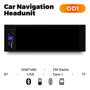 6.86 Inch 1 Din Car Multimedia Player with Wireless CarPlay and Android Auto — Car Infotainment System, ZoomSpark