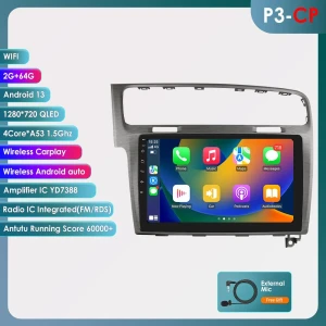 CarPlay 4G 2 Din Android 13 Car Radio for Volkswagen Golf 7 2013-2017 Black Gray Video Player GPS DSP Smart Car Radio... — Car Infotainment System, OSSURET