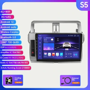 2 Din Car Multimedia System with CarPlay, 4G-LTE, 9-inch Screen, GPS Navigation, DSP, Octa-Core Processor, 64GB Storage — Car Infotainment System, Hizpo