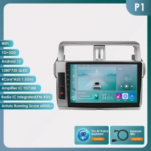 2 Din Carplay 4G-LTE 9 Inch for Toyota Land Cruiser Prado 150 2013-2017 Car Radio Multimedia Video Player Navigation GPS... — Car Infotainment System, Hizpo