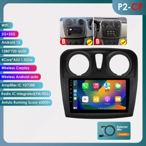 CarPlay 4G Android 13 Multimedia Video Player GPS 2DIN Head Unit — Car Infotainment System, OSSURET