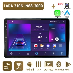 Android CarPlay Car Radio for LADA 2106 1988-2000 Multimedia Player Head Unit Stereo GPS Navigation BT WiFi — Car Infotainment System, icreative