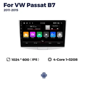 Android Car Radio for Volkswagen VW Passat B6 B7 CC Magotan 2011-2015 — Car Infotainment System, Auto Launcher