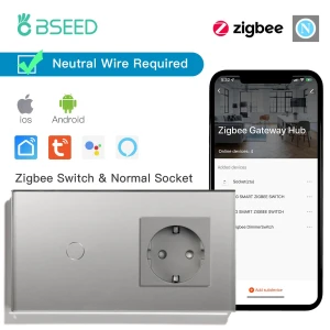 Light Switch with EU Socket, USB Type-C, and Glass Panels — Smart Switch, Simplistic Living Home