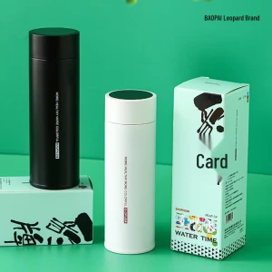 Smart Temperature Display Insulated Bottle — Smart Water Bottle, Leopard