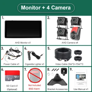 4-Channel Intelligent Blind Spot Radar System with AI, BSD Alert, Wireless Apple CarPlay, Android Auto, Dash Cam,... — Backup Camera, JOHO