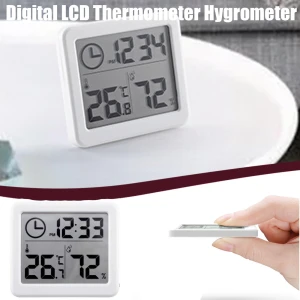 Digital LCD Hygrometer Humidity Meter Room Indoor Temperature Clock — Air Quality Monitor, Winnerer Glow