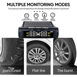 Tire Pressure Monitoring System with LCD Display and Wireless Solar Alert — TPMS, HOME-Auto