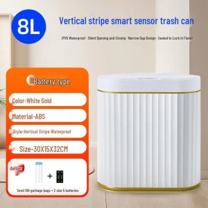 White Smart Sensor Trash Can — Smart Trash Can, GENFIELD