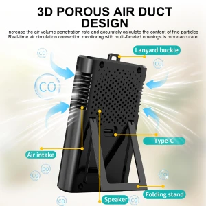 3-in-1 Carbon Monoxide Detector Rechargeable Temperature Humidity Monitor with LCD Display — Air Quality Monitor, Seahorse Home