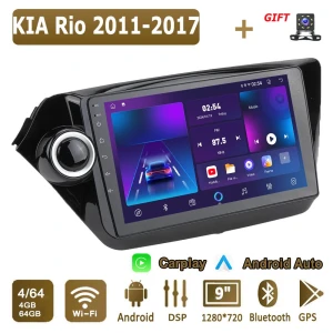 Android Carplay Car Radio for KIA Rio 2011-2017 Multimedia Player Head Unit Stereo GPS Navigation BT WiFi 4+64GB — Car Infotainment System, icreative