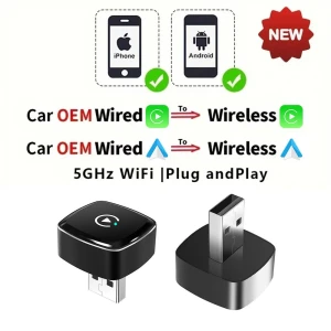 Mini Wireless Adapter for CarPlay and Android Auto — Car Infotainment System, Auto Accessories Home