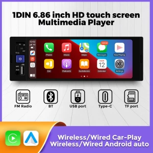 6.86 Inch 1DIN Car Multimedia Player with Wireless CarPlay and Android Auto — Car Infotainment System, Starting from scratch