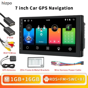 7-Inch Double DIN Android Car Stereo with Apple CarPlay, GPS, WiFi — Car Infotainment System, Hizpo