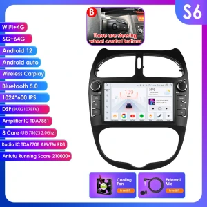 7-inch Android Car Radio with CarPlay for Peugeot 206 (2000-2008) — Car Infotainment System, Hizpo
