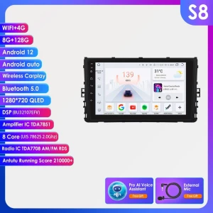 360° Camera CarPlay 4G 2-DIN Android Car Stereo with GPS & AI — Car Infotainment System, OSSURET