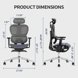 Ergonomic Office Chair with Adjustable Lumbar Support and Seat Depth — Smart Chairs, PatioMage