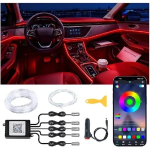 Wireless APP Control 5 In 1 RGB Ambient Lighting Kit With 236 Fiber Optic, 16 Million Colors Music Sync Waterproof LED... — LED Strip Lights