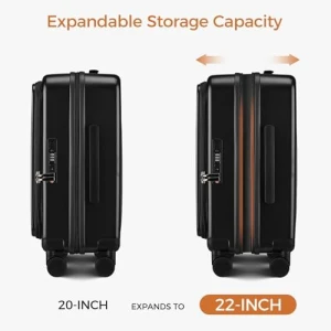 Expandable Hard Shell Suitcase with Top Opening and USB Port — Smart Luggage, CASELLY