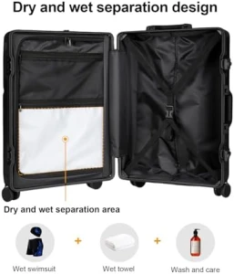 Zipperless Luggage, Aviation Certified, Polycarbonate Aluminum Hardshell, Expandable Carry-On with Spinner Wheels — Smart Luggage, AIWEINY