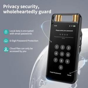 Voice Recorder with AI Transcription, Playback, and Translation — Translator Device, Rpbznr