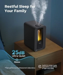 Cool Mist Top Fill Humidifier with Aroma Diffuser, Humidistat, Night Light — Humidifier, BREEZOME