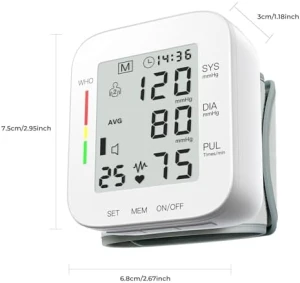 Wrist Blood Pressure Monitor with Large LCD Display, Adjustable Cuff, Automatic Memory, and Carrying Case — Blood Pressure Monitor, MMIZOO