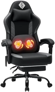3D Kneading Massage Gaming Chair with Heated Lumbar Support and Footrest — Smart Chairs, HOFFREE