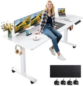 Electric Adjustable Height Standing Desk with Large Mouse Pad — Standing Desk, farexon
