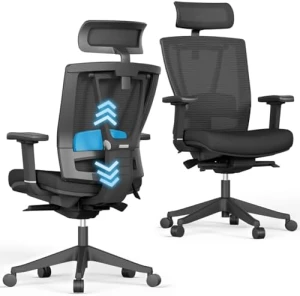 Ergonomic Office Chair with Adjustable Lumbar Support and Headrest — Smart Chairs, Autonomous