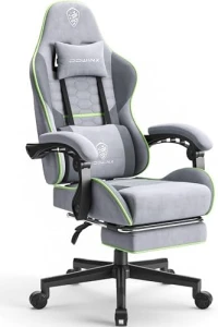 Fabric Gaming Chair with Pocket Spring Cushion, Massage, and Footrest — Smart Chairs, Dowinx