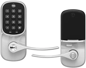 Satin Nickel Assure Lock Entry Door Handle with Wi-Fi Connected Keypad — Smart Lock, Yale