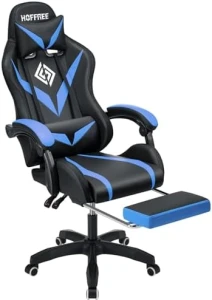 Gaming Chair with Massage, Bluetooth Speakers, and LED Lights — Smart Chairs, HOFFREE