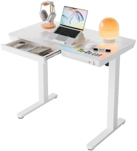 Glass Standing Desk with Drawers — Standing Desk, HUANUO
