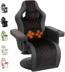 Racing Style Gaming Recliner Chair with Massage Lumbar Support, Footrest, Cup Holder, Side Pouch, High Back Ergonomic... — Smart Chairs, Dowinx